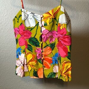 Mara Hoffman Floral Lily Linen Top Size 2